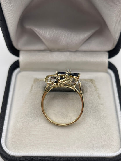9ct gold sapphire and diamond ring