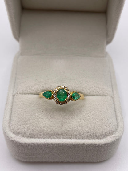 18ct gold emerald and diamond ring