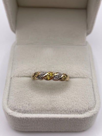 9ct gold sphene and diamond ring