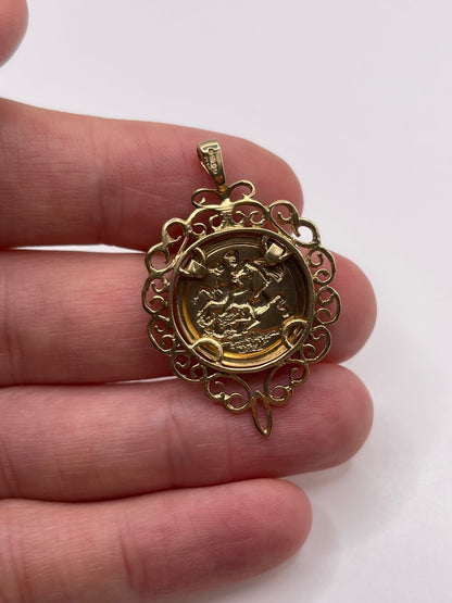 9ct gold St George medallion pendant
