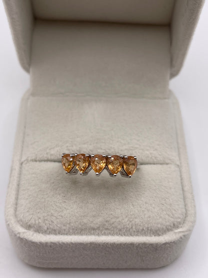 9ct white gold orange sapphire ring