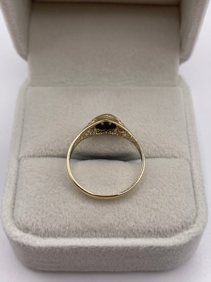 9ct gold onyx heart ring