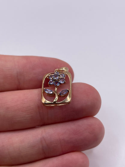 9ct gold tanzanite cluster pendant