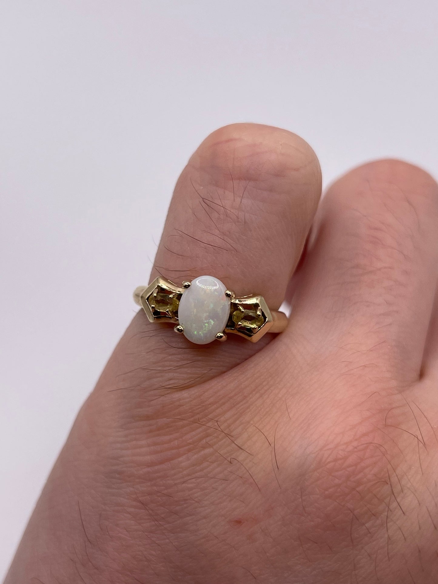9ct gold opal and citrine ring