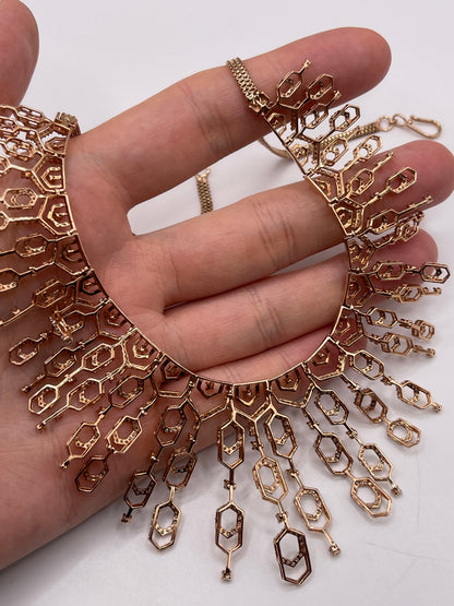 14ct rose gold 6.21ct diamond necklace