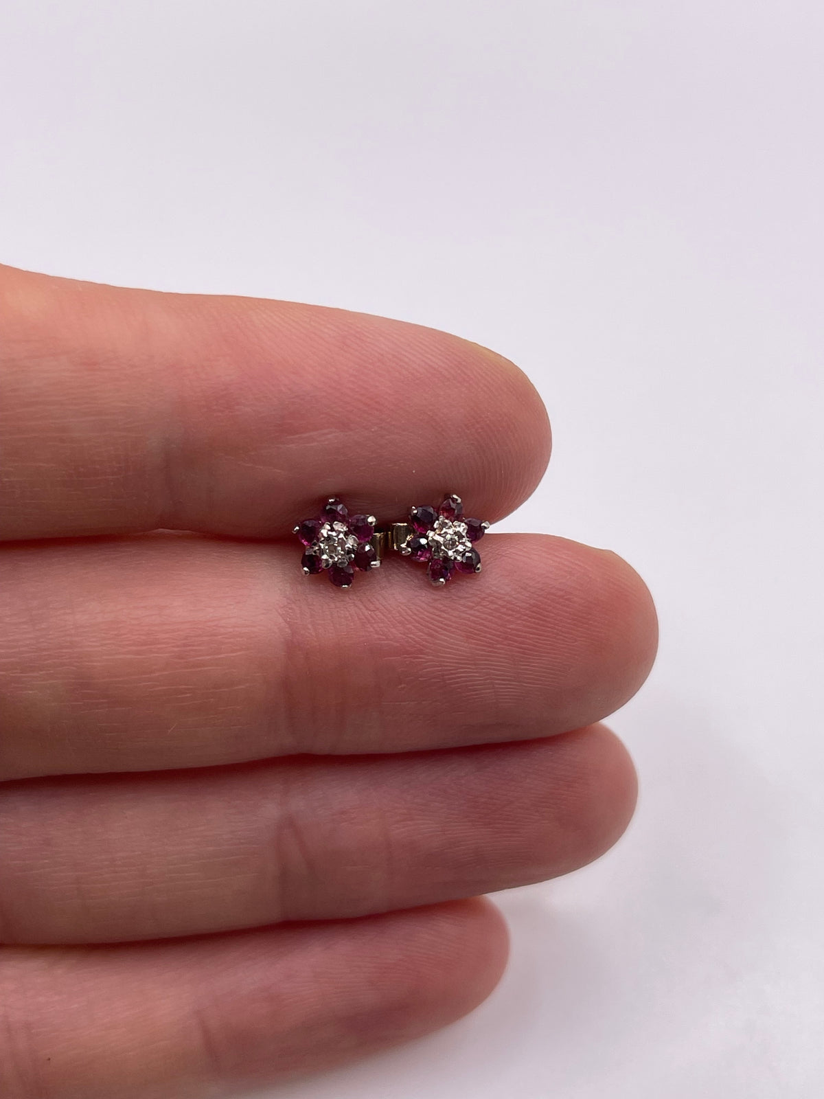 9ct gold ruby and diamond earrings