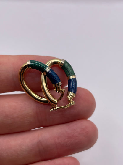 9ct gold enamel creole earrings