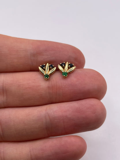 9ct gold sapphire and emerald earrings