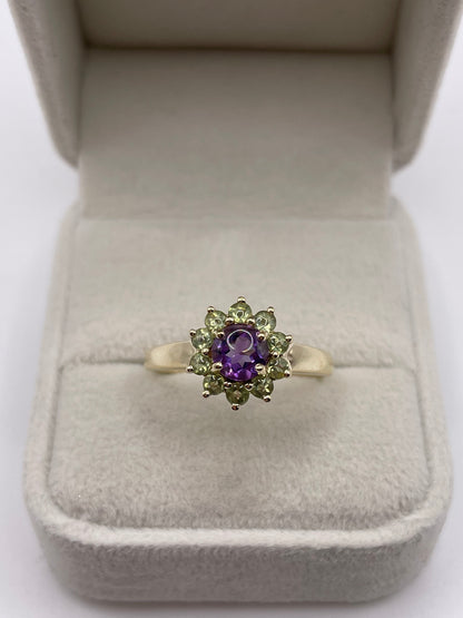 9ct gold amethyst and peridot ring