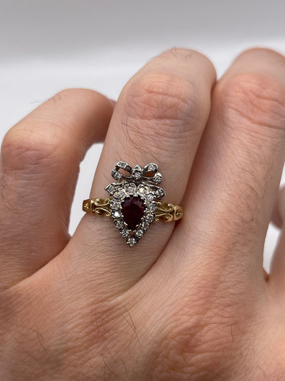 9ct gold ruby and diamond heart ring