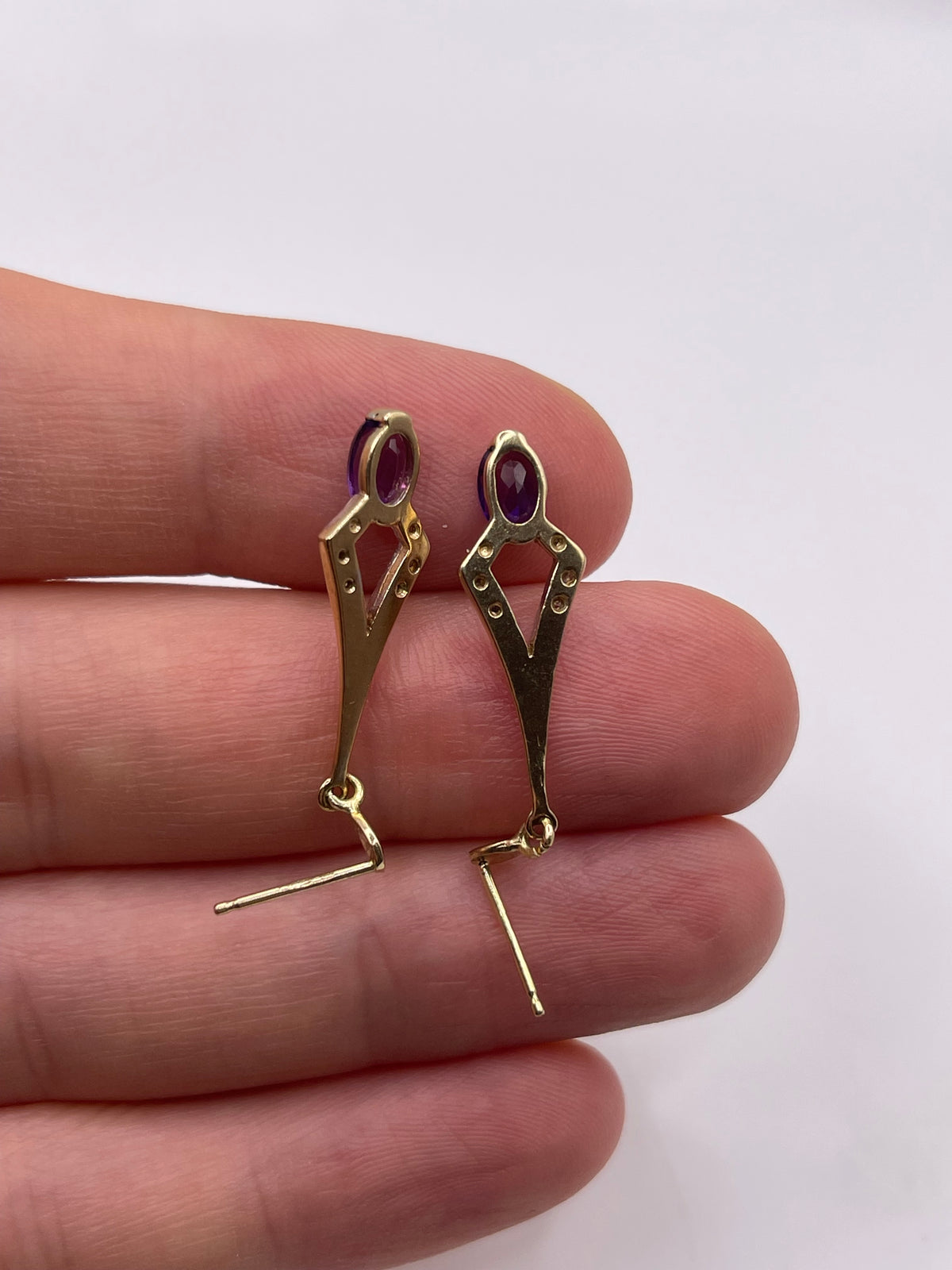 9ct gold amethyst and diamond earrings
