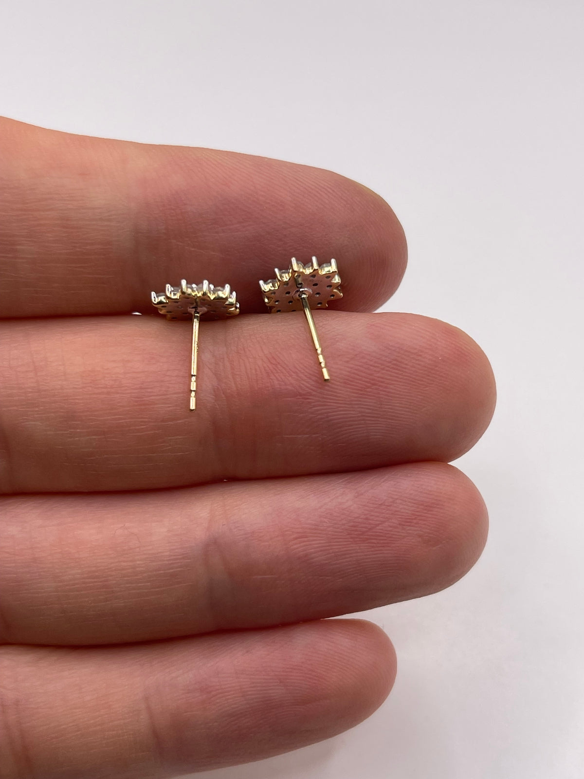 9ct gold diamond cluster earrings