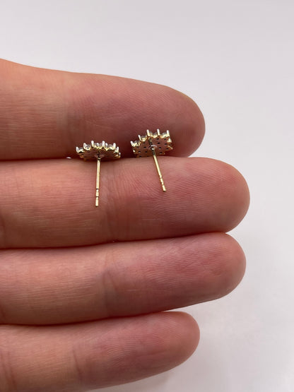 9ct gold diamond cluster earrings