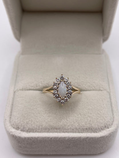 9ct gold opal and cz ring
