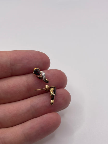 9ct gold garnet and diamond earrings