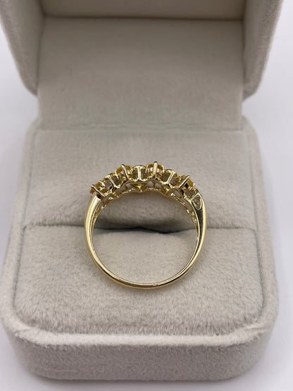 9ct gold lemon quartz and diamond ring