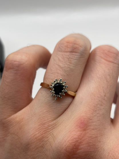 9ct gold sapphire and diamond ring
