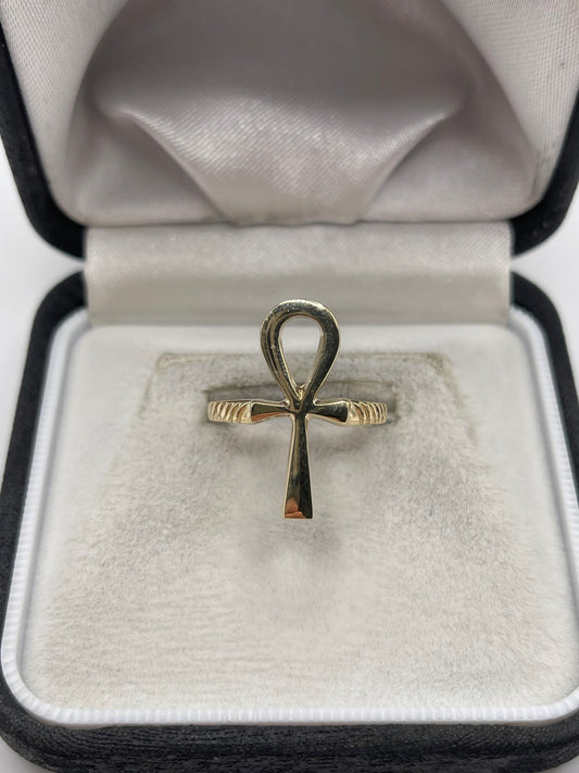 9ct gold ankh ring