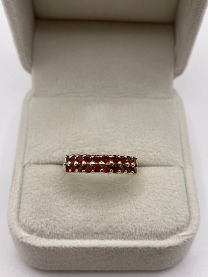 9ct gold garnet cluster ring