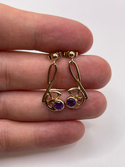 9ct gold amethyst earrings
