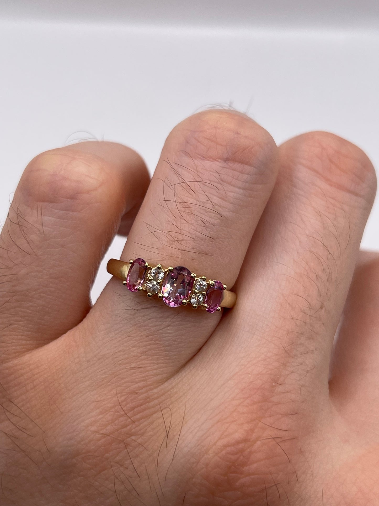 9ct gold pink topaz cluster ring