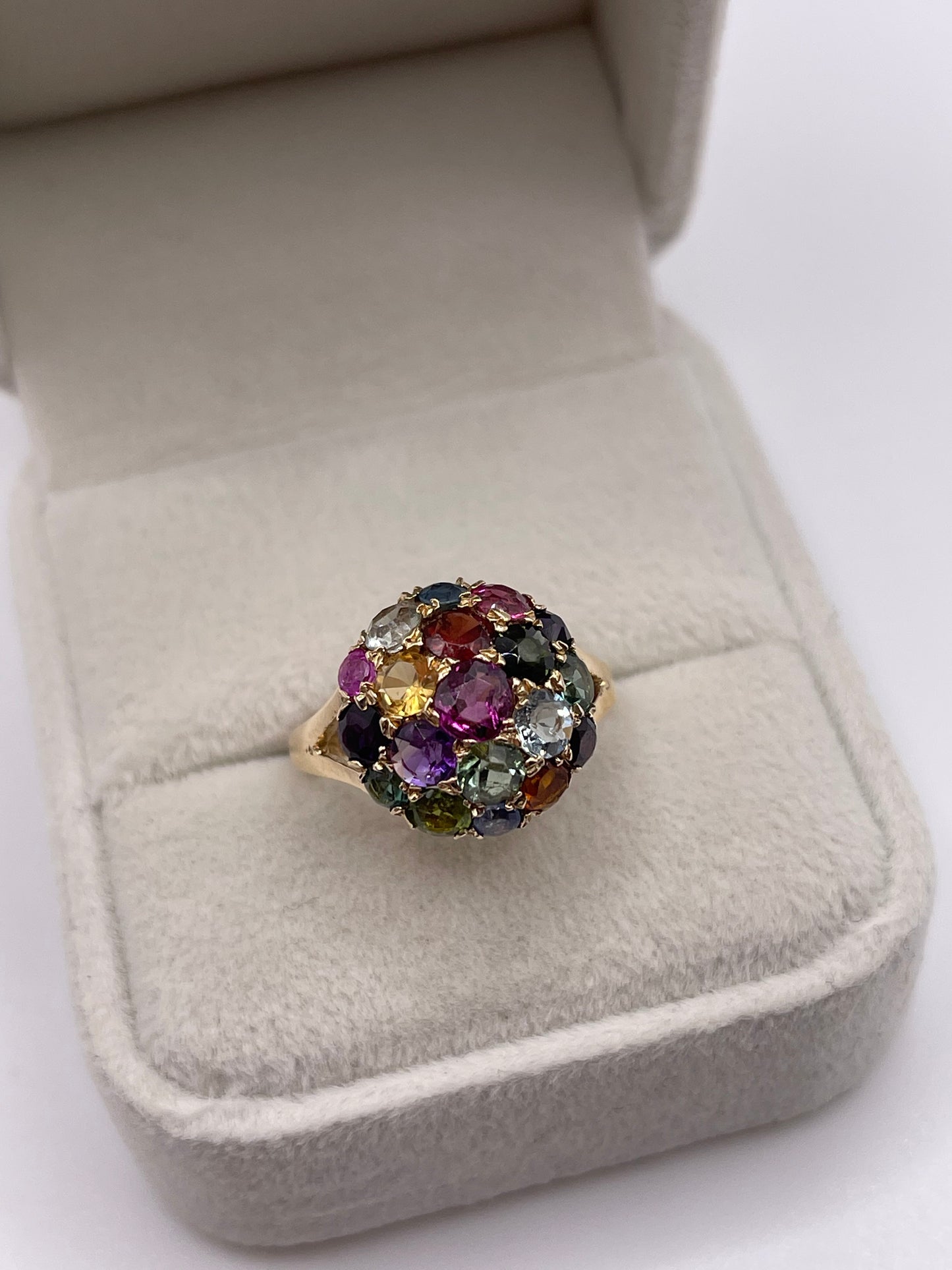 9ct gold multi gemstone cluster ring