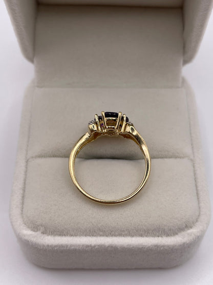 9ct gold amethyst and diamond ring