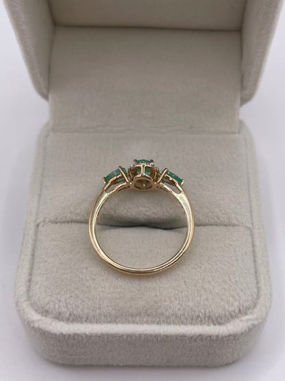 9ct gold emerald and zircon ring
