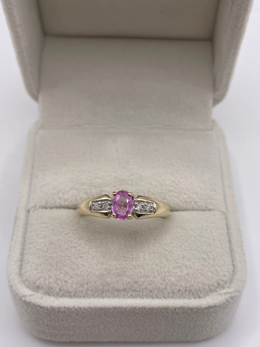 9ct gold pink sapphire and diamond ring