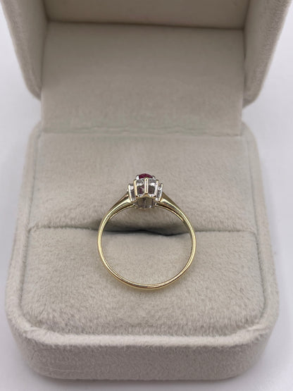 9ct gold ruby and diamond ring