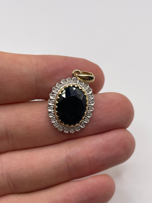 9ct gold sapphire and diamond pendant