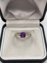 Load image into Gallery viewer, 9ct gold amethyst and diamond ring
