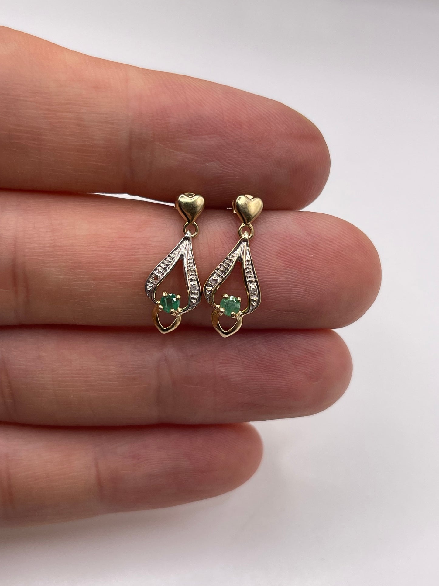 9ct gold emerald and diamond earrings
