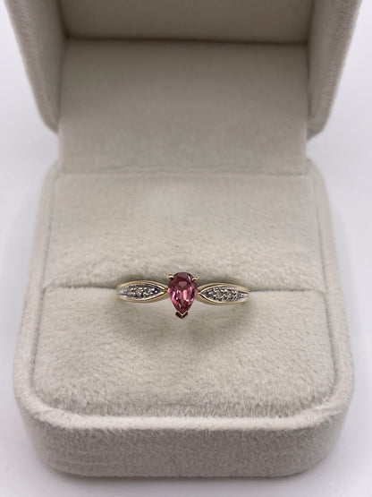 9ct gold tourmaline and diamond ring