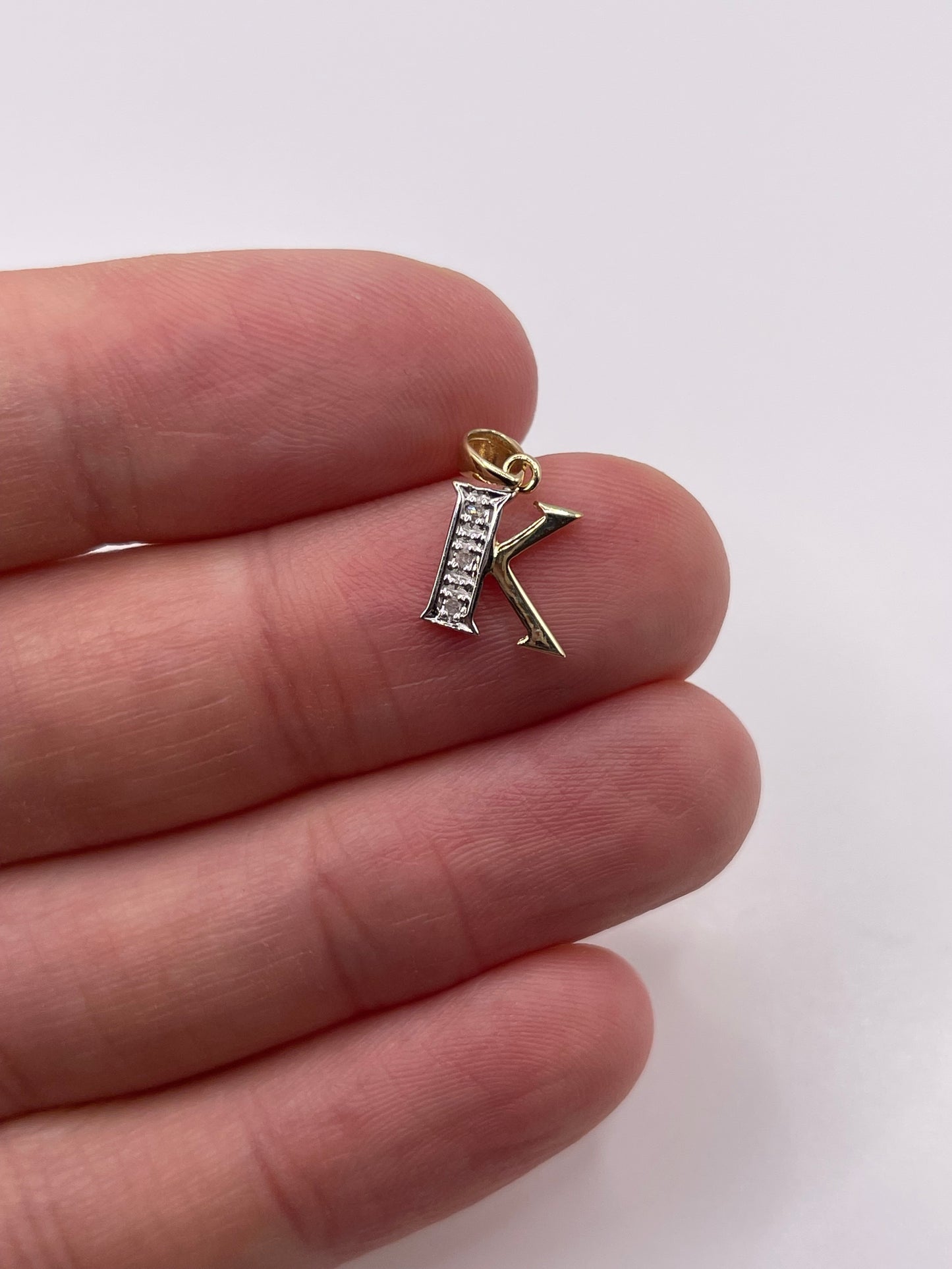 9ct gold diamond initial K pendant