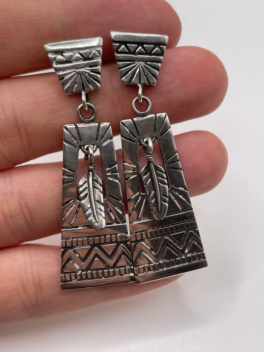 Silver Aztec earrings