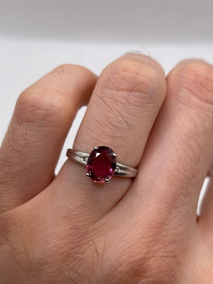 9ct white gold tourmaline and diamond ring