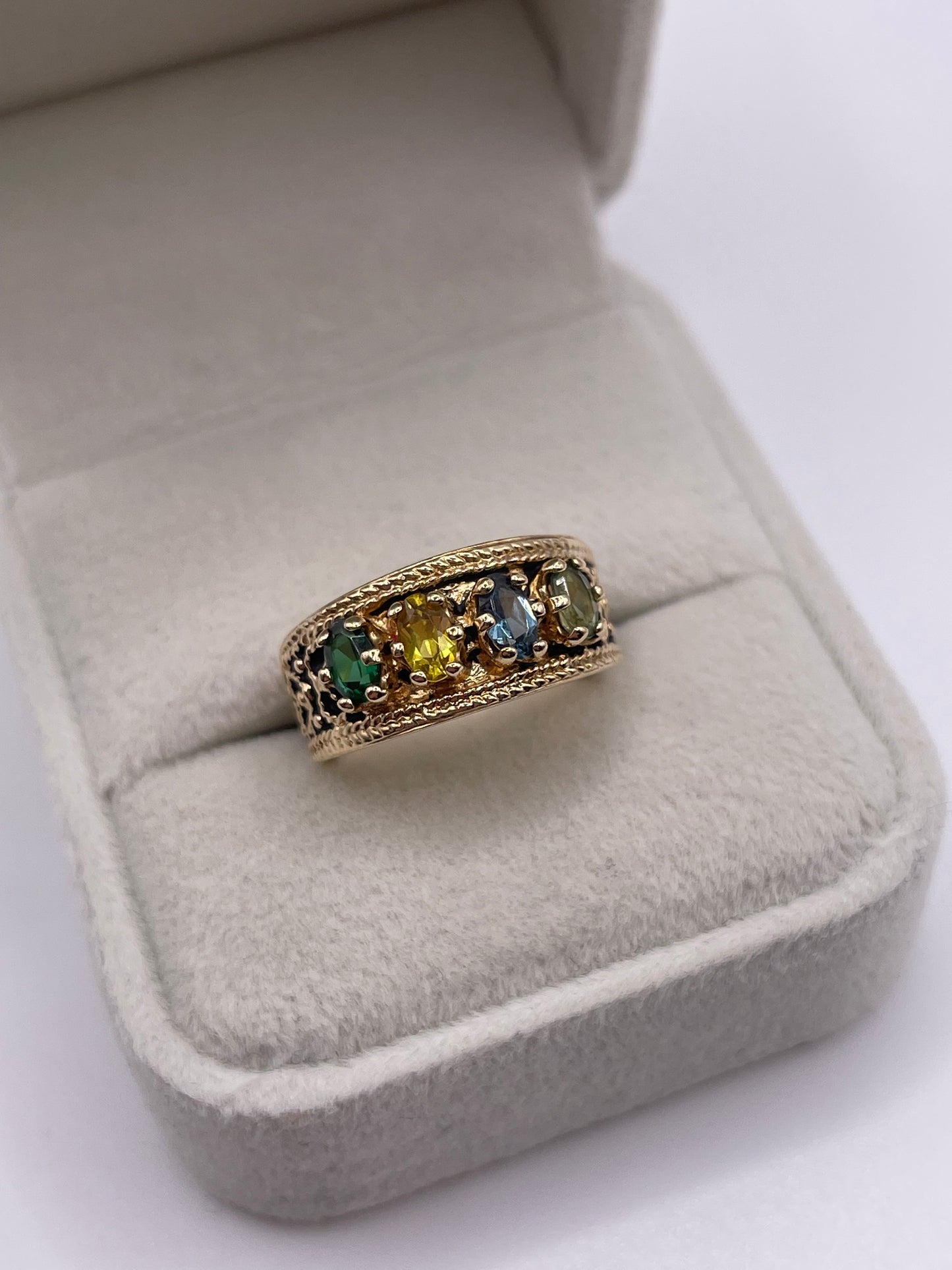 9ct gold multi gemstone ring