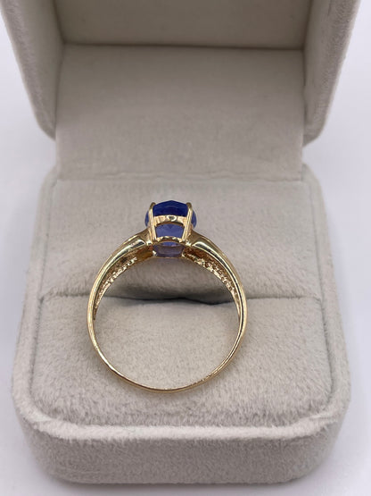 9ct gold fluorite and diamond ring
