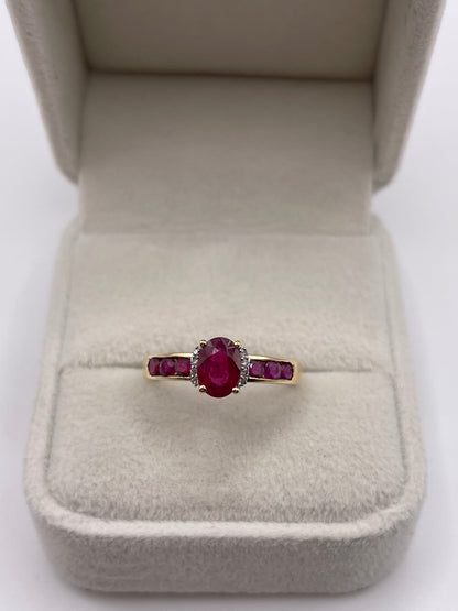 9ct gold ruby and diamond ring