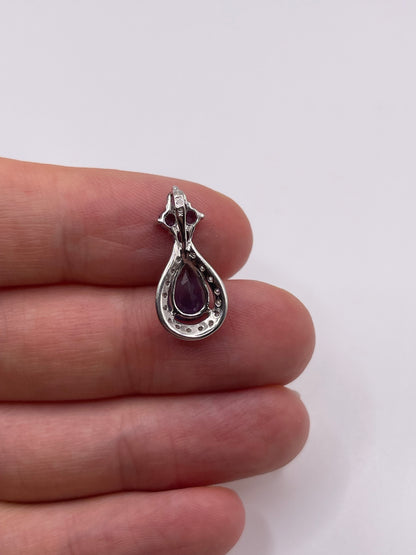 9ct white gold iolite and diamond pendant