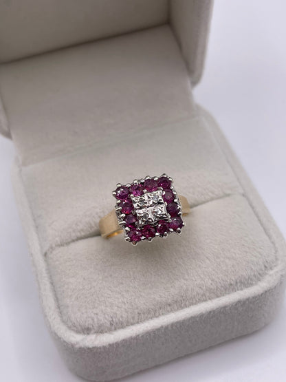 9ct gold ruby and diamond ring