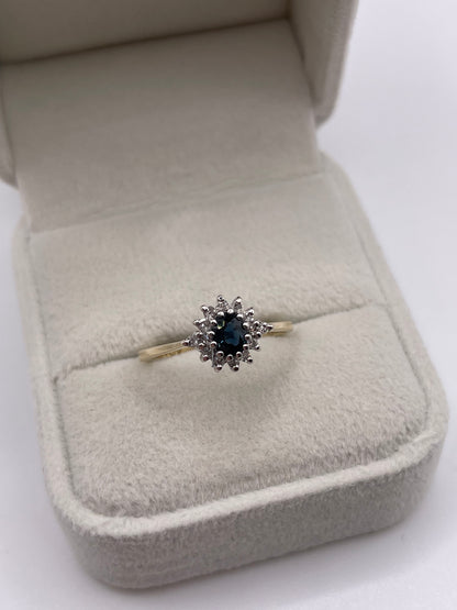 9ct gold sapphire and diamond ring