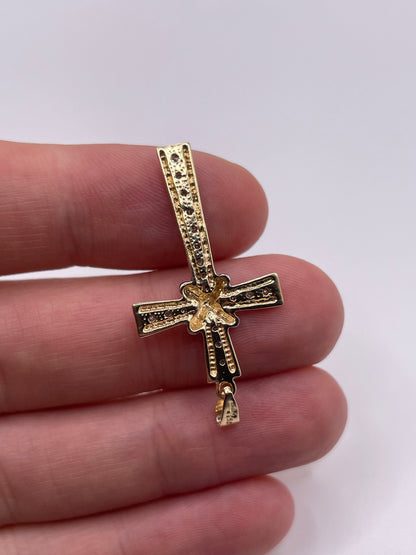 9ct gold diamond cross pendant