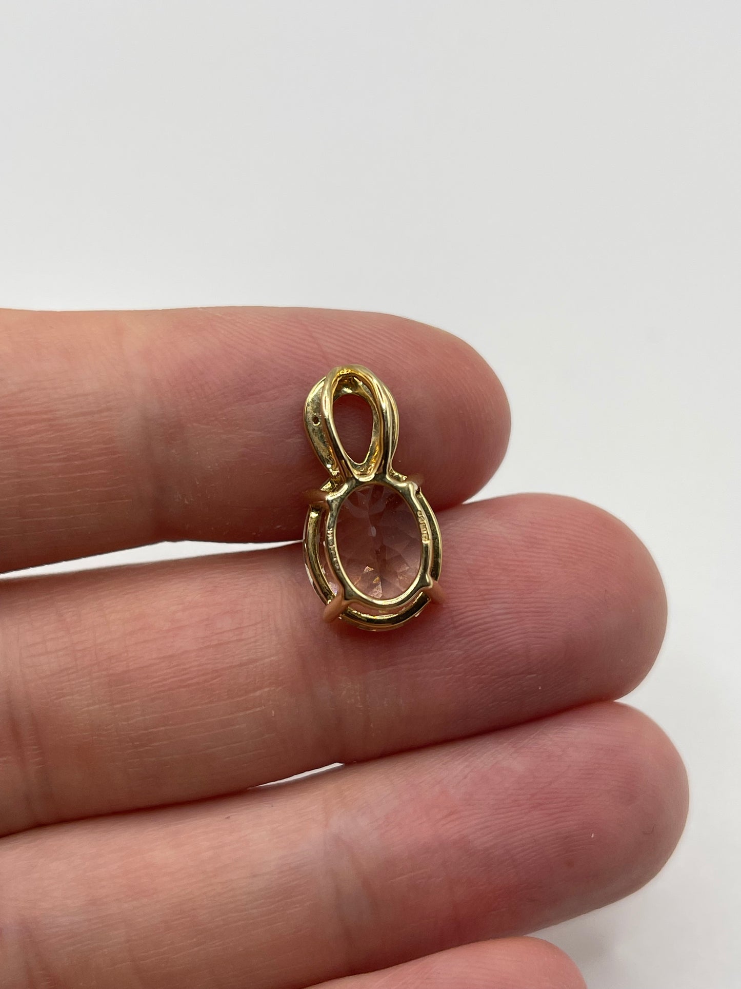 9ct gold morganite and diamond pendant