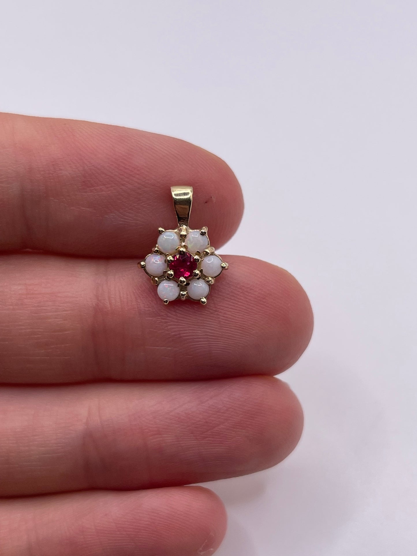 9ct gold ruby and opal pendant
