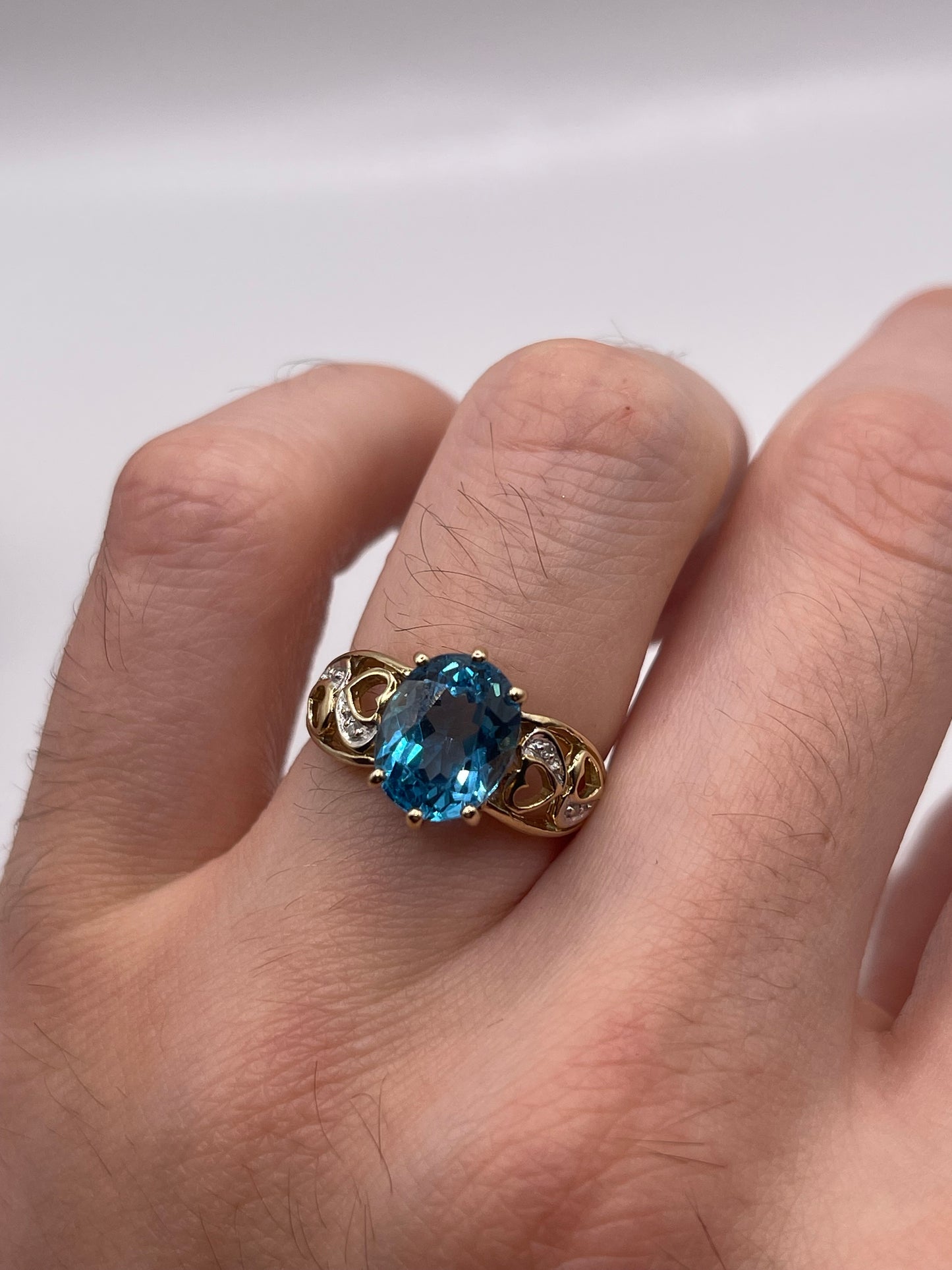 9ct gold blue topaz and diamond ring