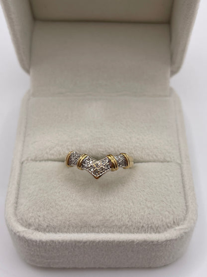 9ct gold diamond wishbone ring