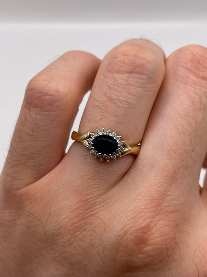 9ct gold sapphire and diamond ring