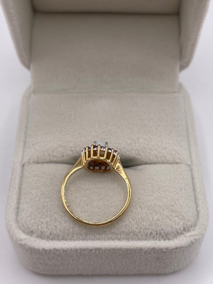 9ct gold opal, ruby and diamond ring